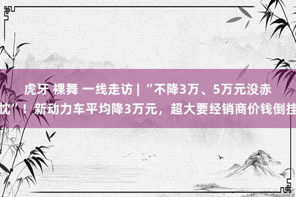 虎牙 裸舞 一线走访 | “不降3万、5万元没赤忱”！新动力车平均降3万元，超大要经销商价钱倒挂